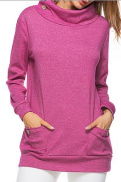 Lutratocro Women Loose Cowl Neck Cape Tunic Pullover Pure Color Sweatshirts 