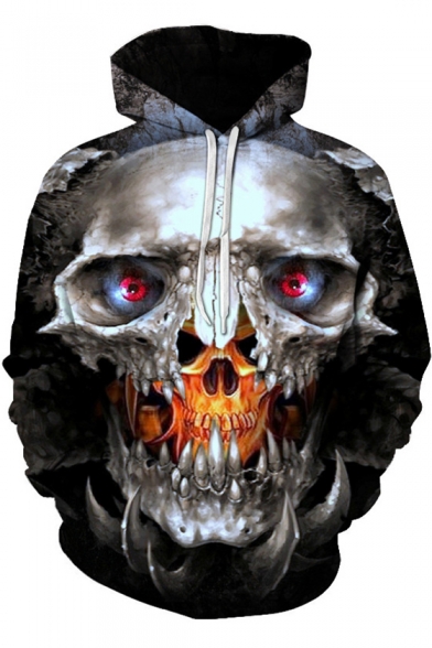 Classic Cool Skull 3D Printing Long Sleeve Pullover Unisex Hoodie