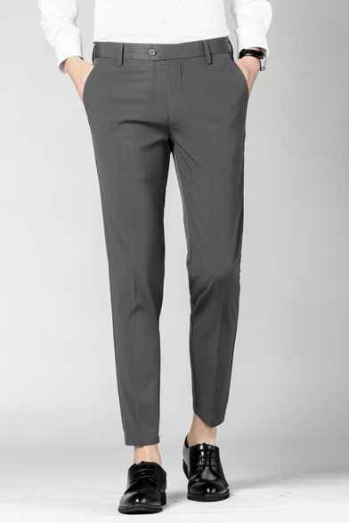 Men's New Fashion Simple Plain Slim Fit Casual Straight Dress Pants