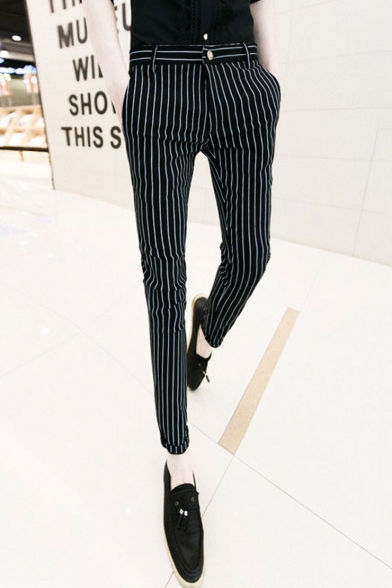 white and black striped pants mens