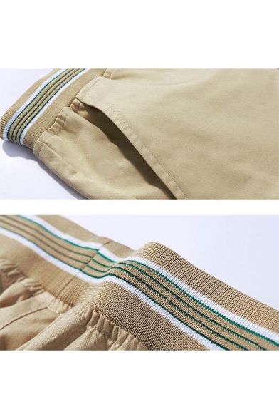 Men's Summer Fashion Contrast Stripe Trim Drawstring Waist Casual Shorts