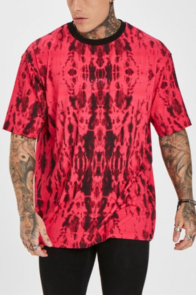 Mens Outdoor Fashion Tie Dye Print Quick Dry Training Loose Fit T-Shirt