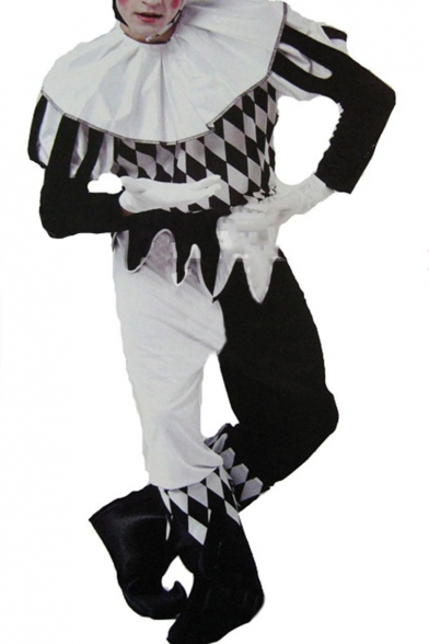Popular Black and White Clown Cosplay Costume Funny Bodysuit Jumpsuits