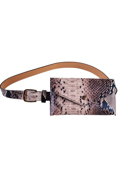 Stylish Snakeskin Pattern PU Leather Envelope Bag Belt Purse 17*10 CM