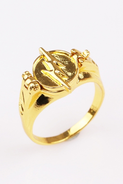 Cool Unique Flash Logo Stylish Cover Gold Ring