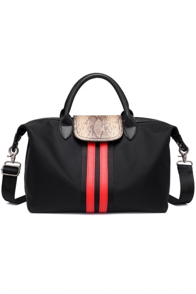 Fashion Classic Stripe Snakeskin Pattern Large Capacity Travel Shoulder Bag Handbag 35*17*28 CM