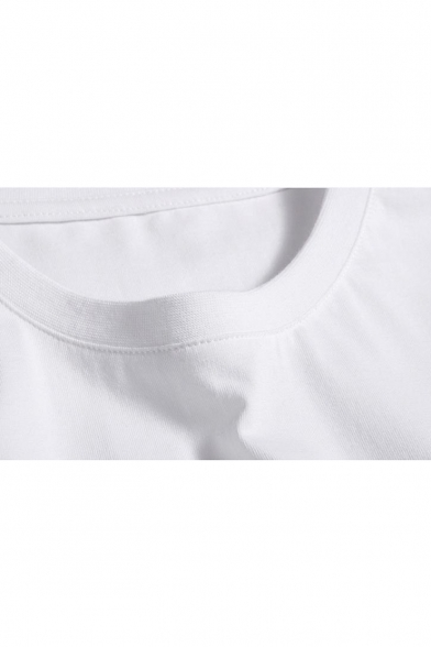 Fashion Lightning Glasses Printed Round Neck Short Sleeve Cotton T-Shirt