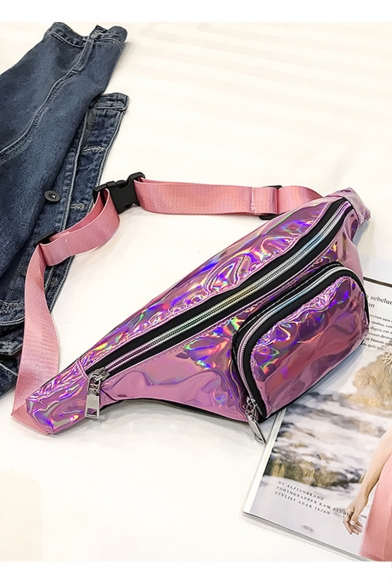 Hot Fashion Plain Transparent Laser Chest Bag Belt Bag With Zipper Pocket 28*14*9 CM