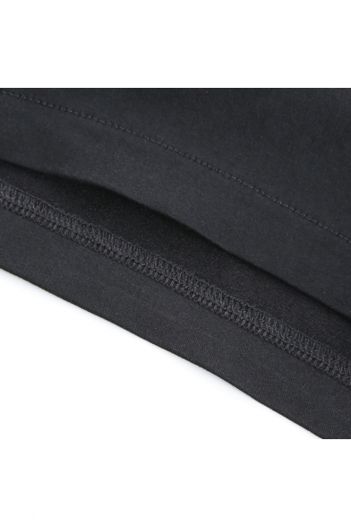 Hot Popular Cool Black Irregular Leather Patched Ribbon Design Zipper-Fly Skinny Shorts