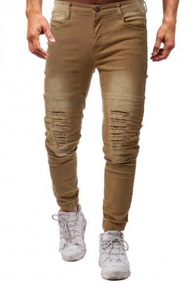 tan ripped jeans mens