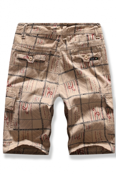 Men's Summer Fashion Printed Flap Pocket Side Zip-fly Casual Cargo Shorts