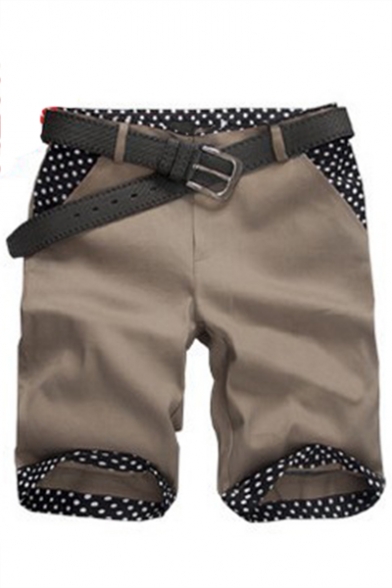 Men's Summer Trendy Polka Dot Pattern Slim Fit Casual Cotton Chino Shorts