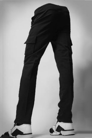 New Fashion Simple Plain Drawstring Waist Men's Casual Cotton Jogging Sweatpants with Side Pockets