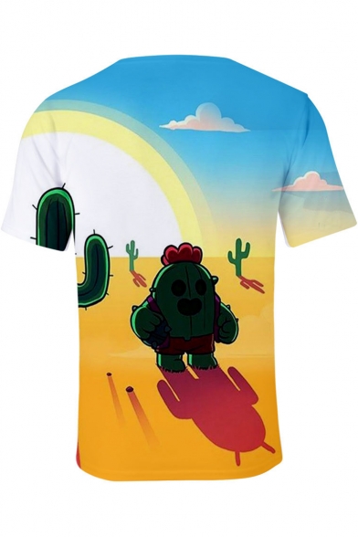 New Stylish Funny Cartoon Cactus Pattern Short Sleeve Unisex T-Shirt