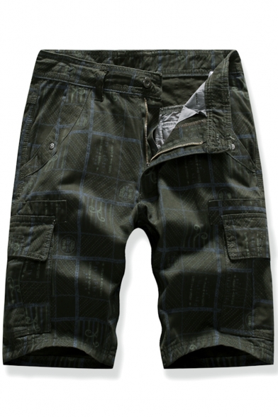 Popular Fashion Printed Flap Pocket Side Zip-fly Men's Casual Cargo Shorts