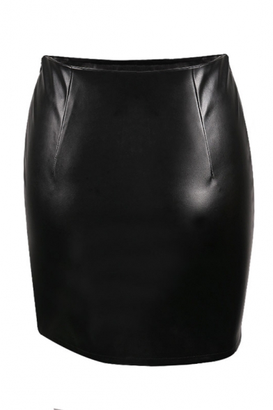 Stylish Colorblock Summer Womens Black Mini Super Skinny Bodycon PU Skirt