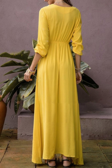 yellow summer dress with sleeves