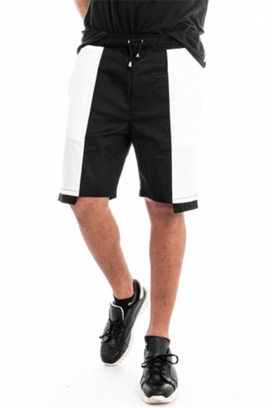 Summer Fashion Colorblock Patched Drawstring Waist Men's Casual Loose Sweat Shorts