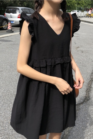 black mini smock dress