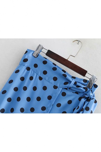 Summer New Arrival Polka Dot Self-Tie Midi Holiday Skirt for Women