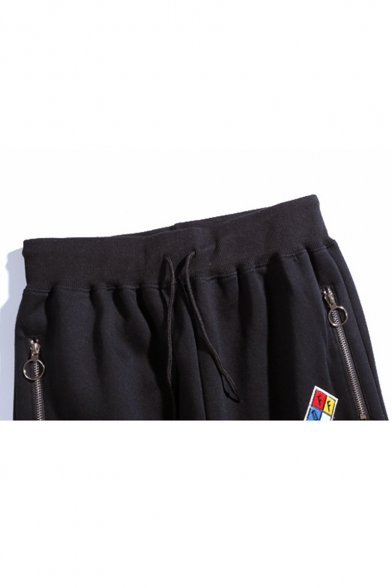 Unisex Popular Fashion Letter OFF Graphic Printed Zipped Pocket Drawstring Waist Cotton Sports Sweatpants