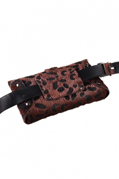 Women's Fashion Leopard Pattern Belt Buckle Envelope Bag Belt Purse 17*10 CM