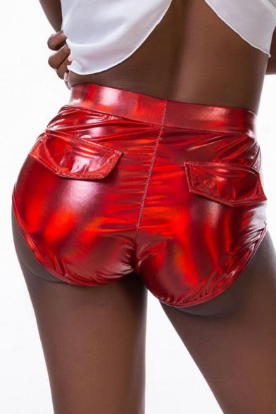 Womens Cool Laser Metallic Color Night Club Dance Skinny Hot Pants Shorts