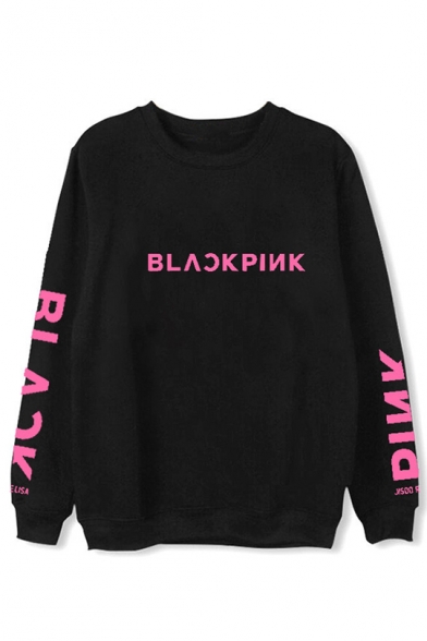 Fashion Kpop Girl Group Letter Printed Round Neck Long Sleeve Pullover Sweatshirt