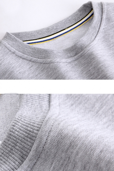 Guys New Fashion Letter VISION Figure Printed Round Neck Long Sleeve Casual Sweatshirt