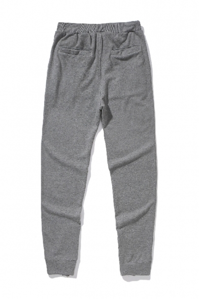 Men's New Fashion Simple Plain Zipped Pocket Grey Drawstring Waist Low Crotch Cotton Harem Pants Sweatpants