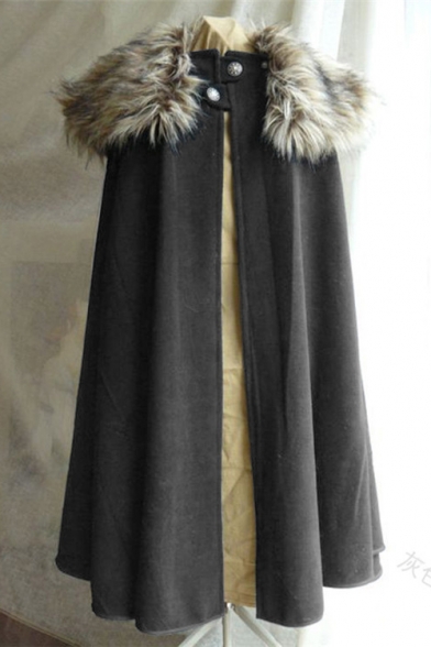 Men's New Stylish Vintage Steampunk Cosplay Costume Simple Plain Cape Cloak Coat