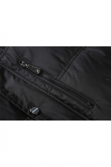Men's New Trendy Simple Plain Zip Placket Sleeveless Padded Vest Jacket