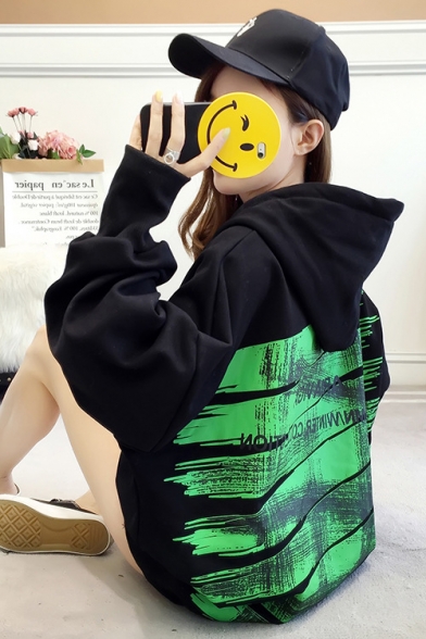 New Fashion Letter Printed Long Sleeve Loose Oversized Drawstring Hoodie