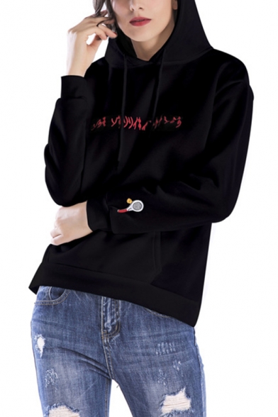 New Trendy Letter Tennis Embroidered Long Sleeve Hoodie
