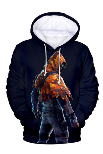 Popular Game Comic Character 3D Printed Navy Long Sleeve Casual Loose Pullover Hoodie