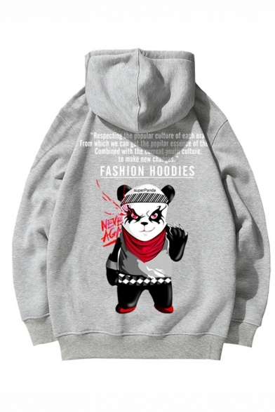 Unisex New Fashion Cartoon Panda Letter Printed Long Sleeve Casual Sports Pullover Hoodie
