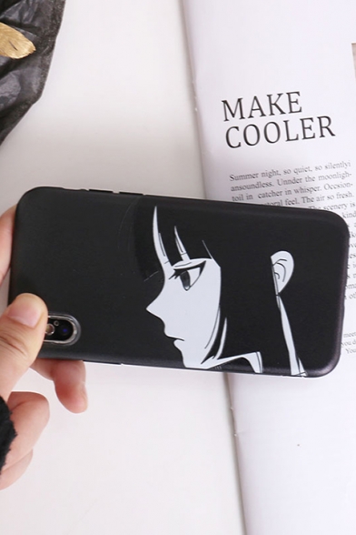 Fashion Comic Boy and Girl Printed Black iPhone Case for Couple