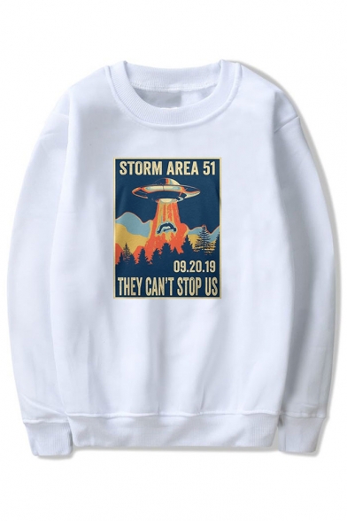 Hot Trendy Storm Area Graphic Printed Round Neck Long Sleeve Pullover Leisure Sweatshirt