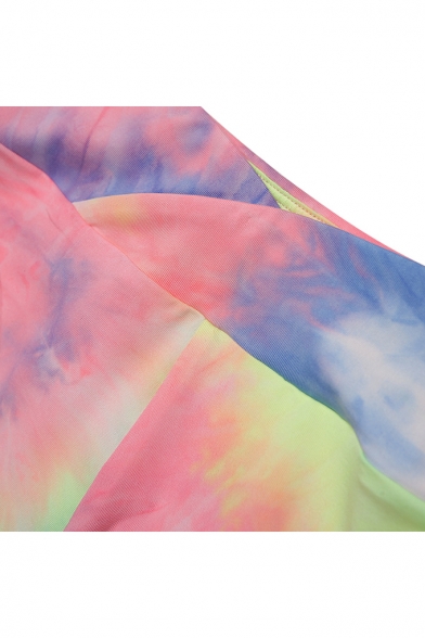 New Arrival High Waist Drawstring Side Tie Dye Skinny Fitted Sport Shorts