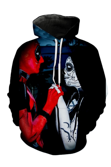 New Arrival Hot Trendy Comic Character 3D Printed Black Long Sleeve Pullover Hoodie