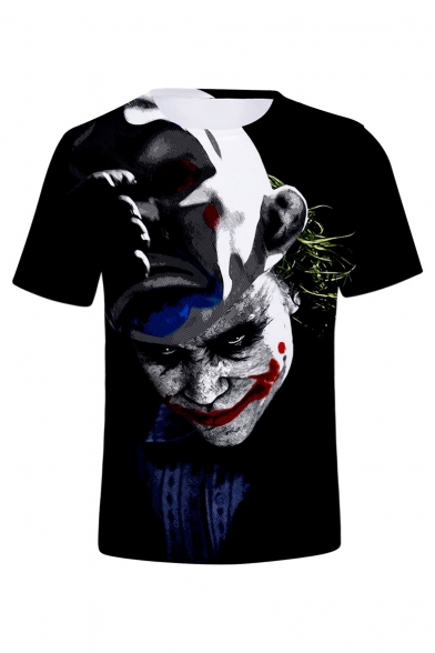 New Stylish Cool Joker Clown Print Short Sleeve Round Neck Casual T-Shirt For Men