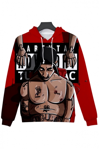 New Stylish Red Unique 3D Muscle Figure Printed Loose Fit Unisex Hoodie