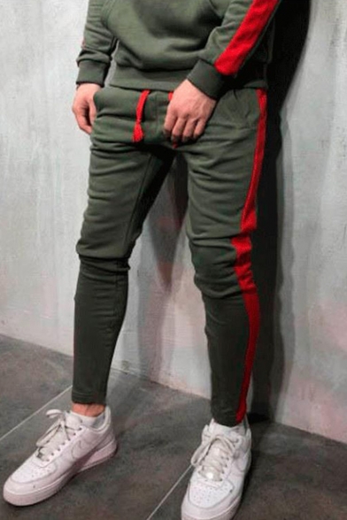 Popular Fashion Colorblock Patched Side Drawstring Waist Casual Sports Sweatpants Pencil Pants for Men