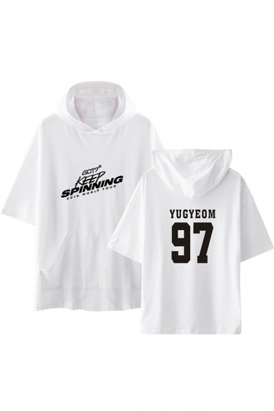 Popular Kpop Boy Band KEEP SPINNING Short Sleeve Loose Casual Hooded T-Shirt