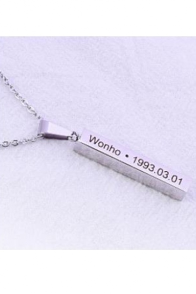 Popular Kpop Boy Group Letter Printed Pendant Silver Necklace