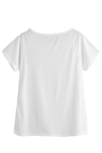 Summer Short Sleeve Round Neck Rose Embroidered T Shirt