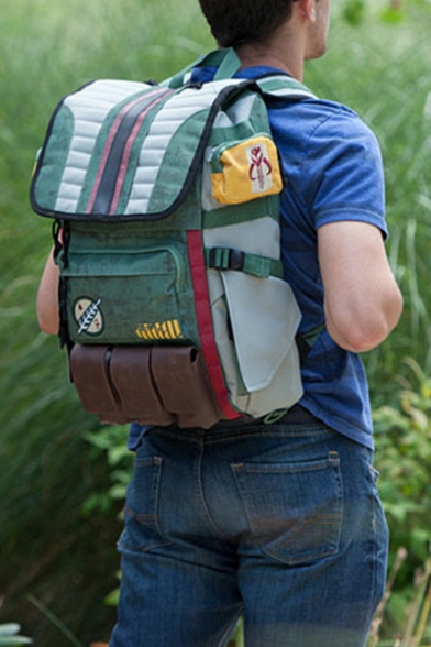 Trendy Star Wars Green Multifunctional Multi-Pocket Large Capacity School Bag Backpack 33*20*48cm