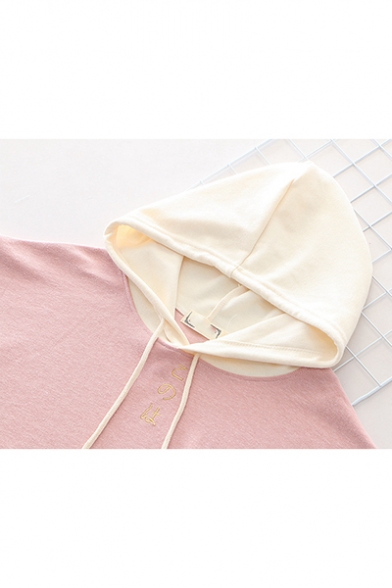 Color Block Print Japanese Long Sleeve Loose Pullover Hoodie