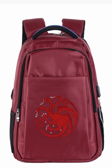 Cool Simple Dragon Logo Print USB Charge Business Bag Backpack 36*16*50cm