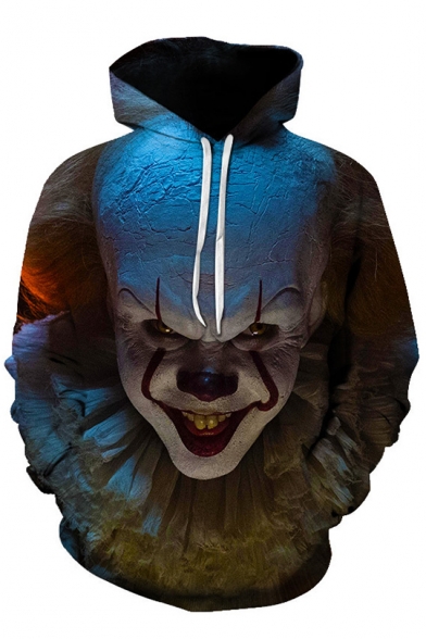 Cool Unique Clown Figure 3D Printing Long Sleeve Sport Loose Pullover Hoodie